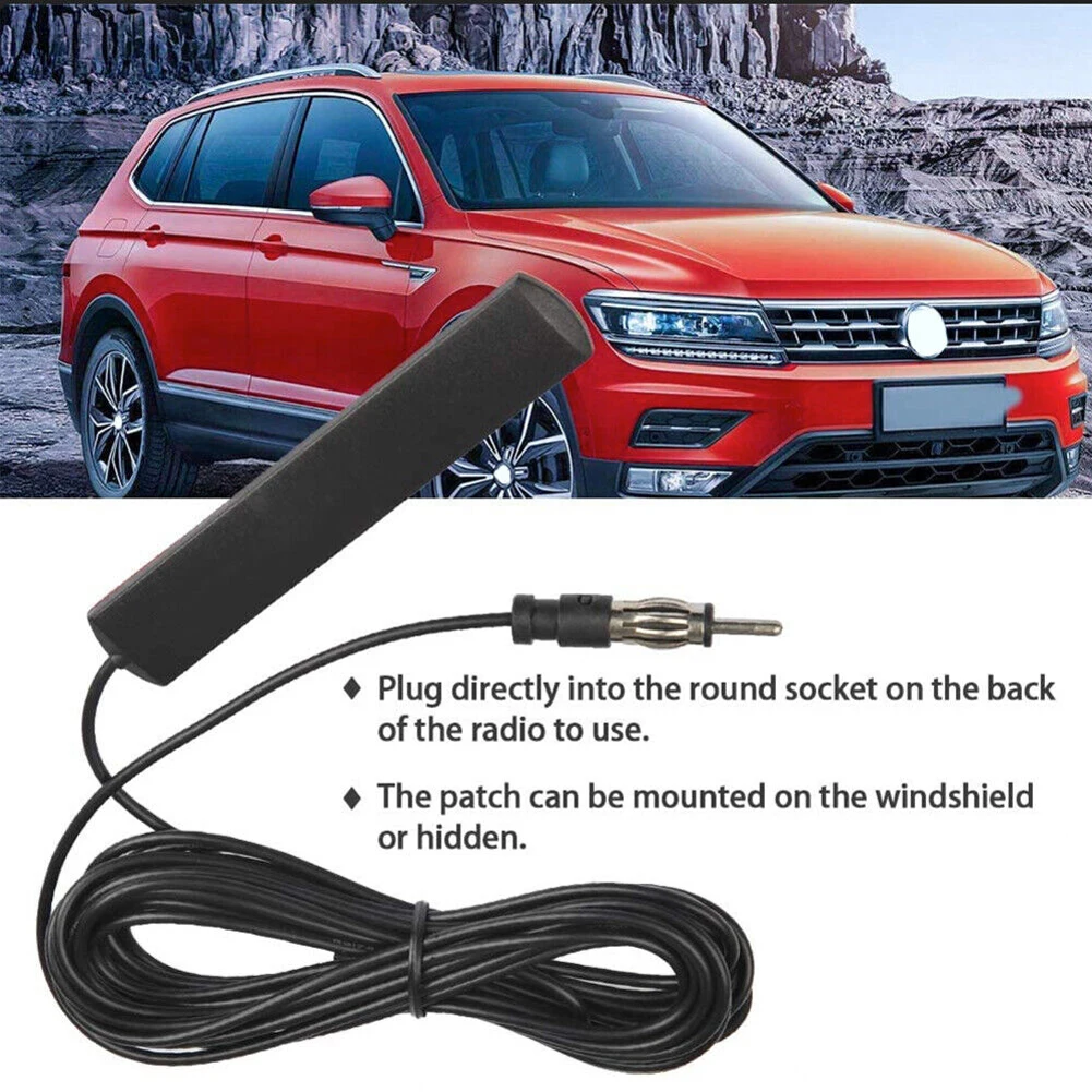 Car Radio Antenna DC 5-12V Car Interior Hidden Amplified Antenna Radio Patch Aerial For Truck Motorcycle Boat