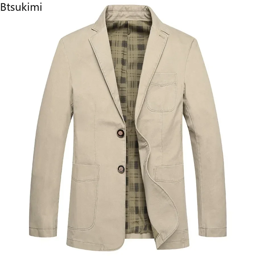 Men's Blazer Jackets Fashion Plus Size Pure Cotton Suit Coats Men Trend Streetwear Solid Slim Business Casual Jacket for Men