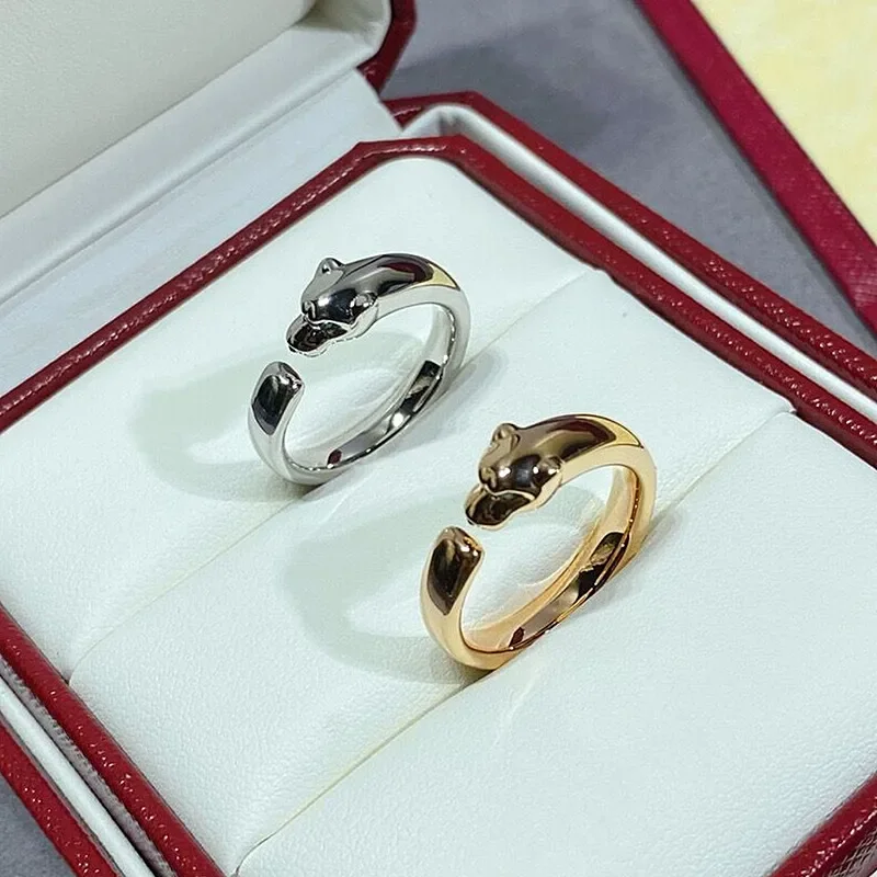 

Hot selling classic brand 925 Sterling Silver Leopard Head Ring Ladies personality trend luxury jewelry party couple gift