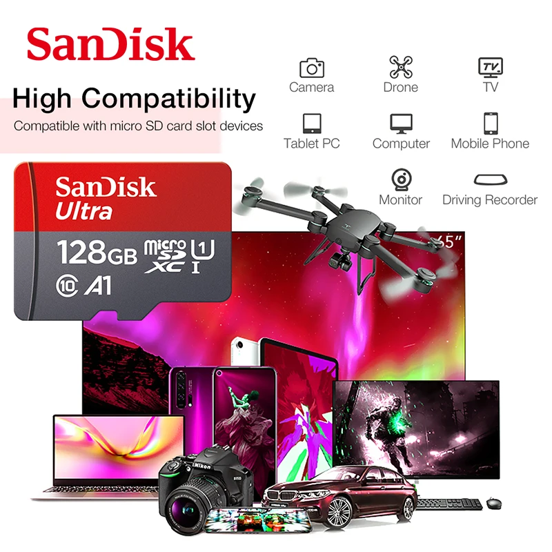 SanDisk ޸ ī,  TF/SD ī, ũ UHS-1 ÷ Ʈ ī  , 32GB, 64GB, 128GB, 256GB, 512GB, 100 M/S