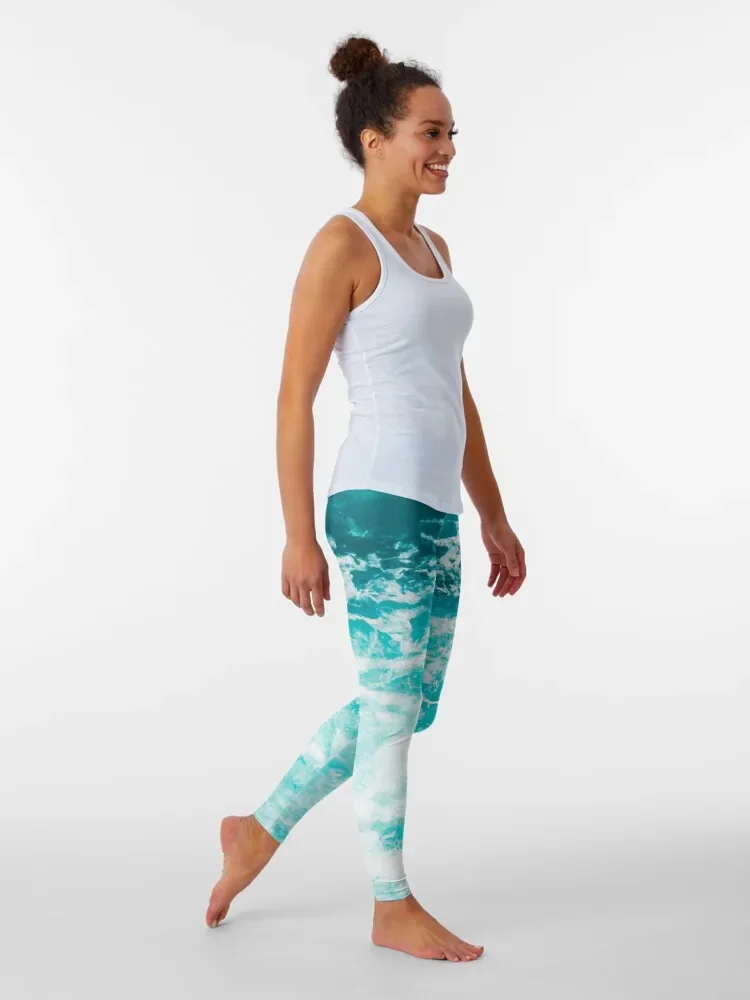Blue Ocean Waves Leggings Women sportwear sporty woman gym Womens Leggings