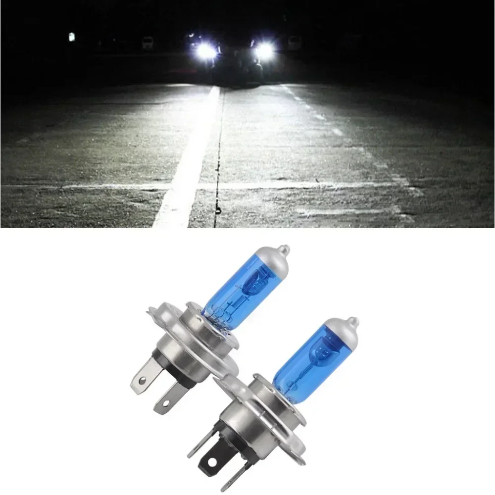 2개 H4/HB2 9003 자동차 울트라 화이트 100W 6000K 밝은 할로겐 헤드라이트 전구