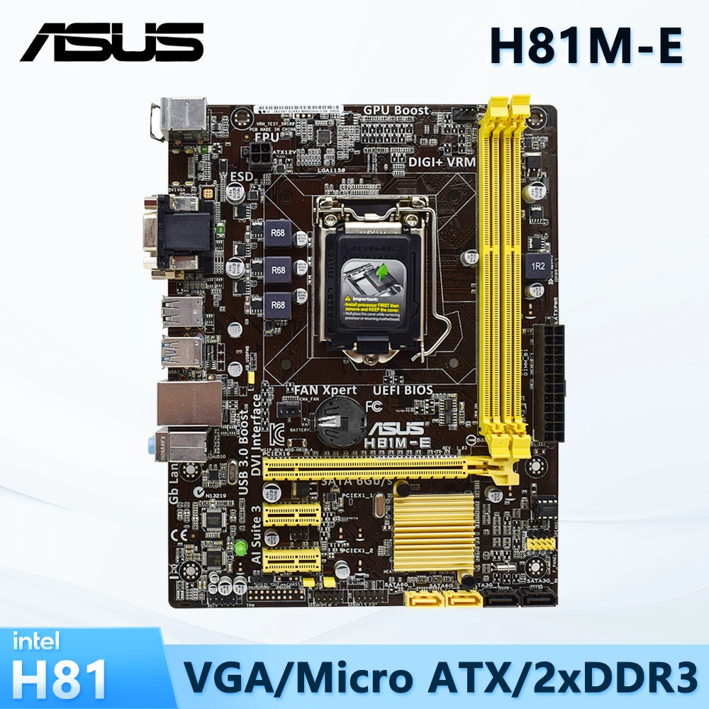 Б/у Материнская плата ASUS, сокет LGA 1150, Поддержка процессоров Intel Core 4-го поколения i3 i5 i7, 2x DIMM Max. 16GB DDR3 Micro ATX