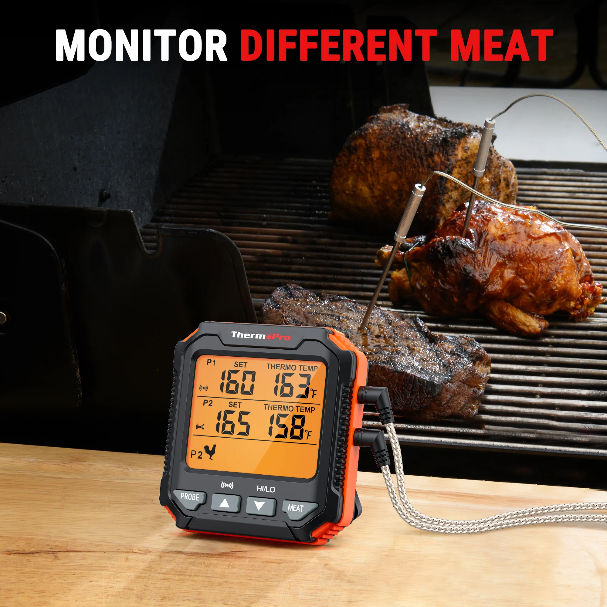 ThermoPro TP717 Dual Probes Electronic Backlight Food Thermometer Cooking BBQ Oven Thermometer with Big LCD Screen For Kitchen 2