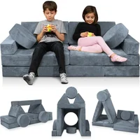 Children's Sofas, LX15 14pcs Modular Kids Play Couch, Child Sectional Sofa, Fortplay Bedroom and Playroom Furniture for Toddlers 1