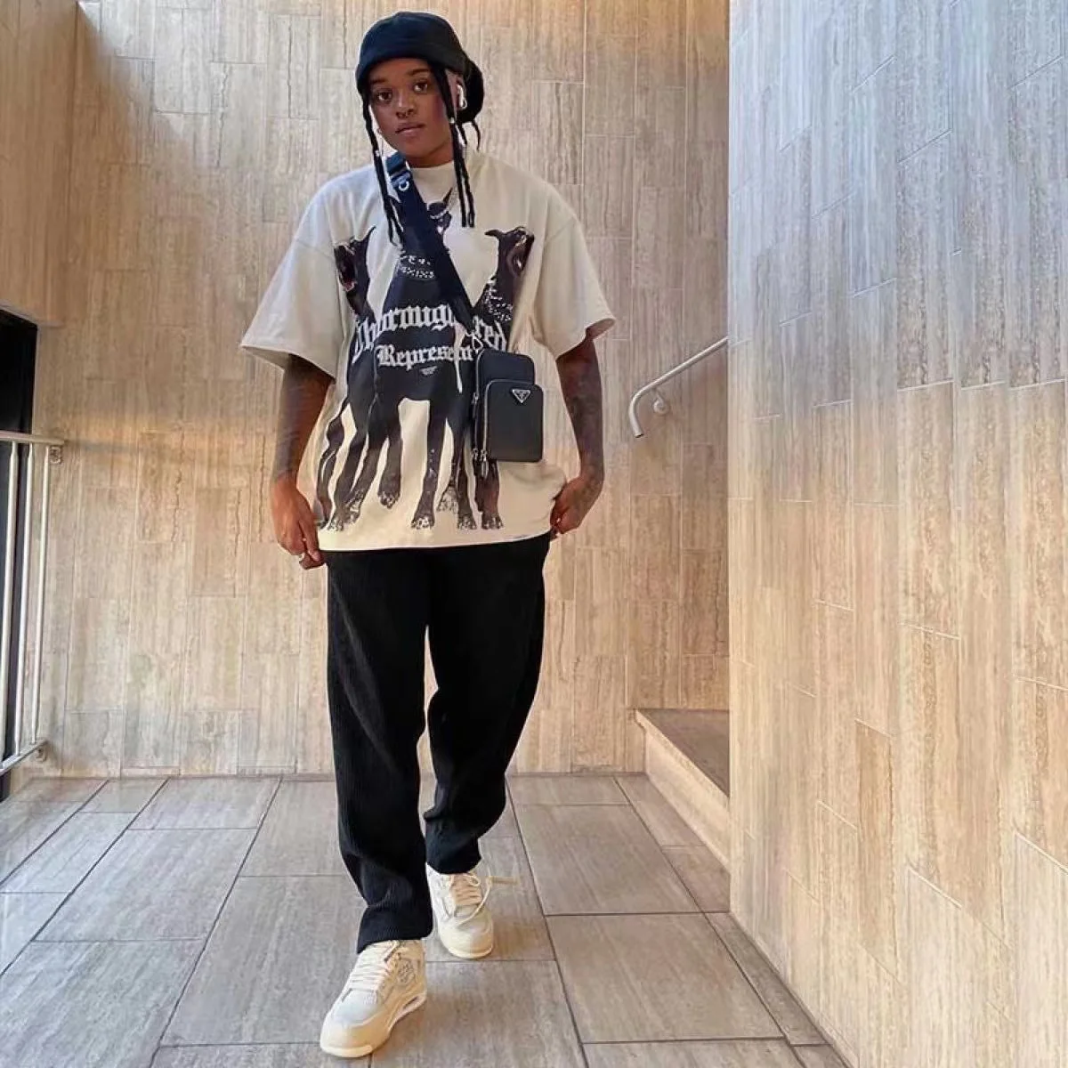 ◎大人気 Aelfric Eden Tシャツ 犬刺繍 シャツ 関税込 Aelfric Eden Oversized T Shirt Streetwear Hip Hop Rottweiler