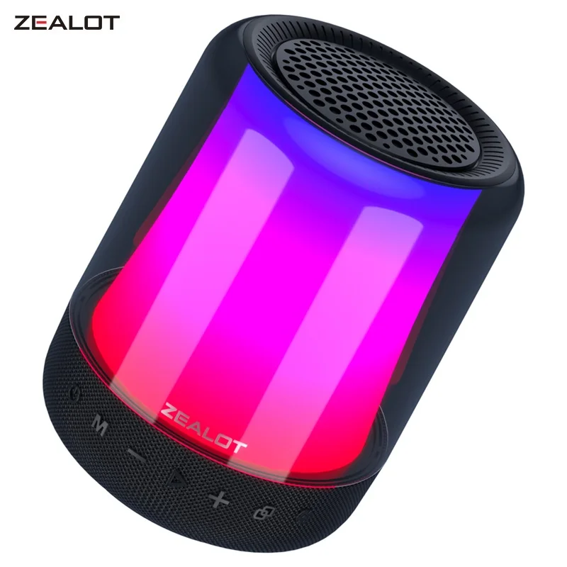 

ZEALOT S66 Mobile Phone Bluetooth 5.2 Speaker High-quality RGB Lights Wireless Small Sound Box Subwoofer Portable Home Impact