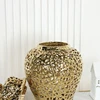 Ceramic Checkmate Jar Hollow Gold Ginger Jar Flower Vase Hollow Storage Tank Porcelain Handicraft Home Decoration Accessories 4