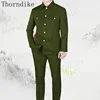 Thorndike  Long Sleeve Blazer Pants Elegant Business Men Formal Prom Collar Africa Style Men Suits New Arrival Sliver Button 2