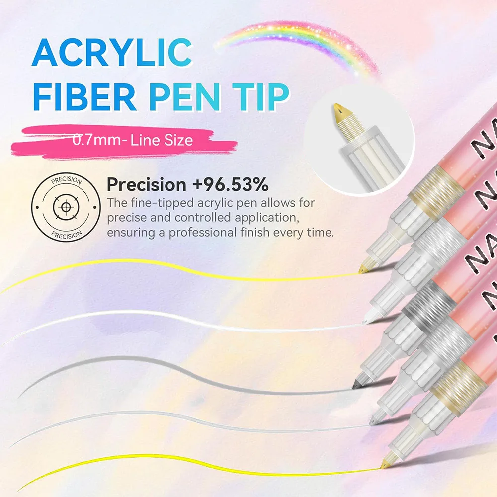 12Pcs/Set Waterproof Colourful 3D Nail Art Graffiti Marker Pen DIY Nails Drawing Liner Tool Abstract Line Manicure Painting