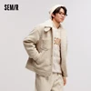 Semir Jacket Men Plush Outerwear 2024 New Couple Solid Color Versatile Loose Imitation Lamb Wool Winter Outfit Neutral Style 2