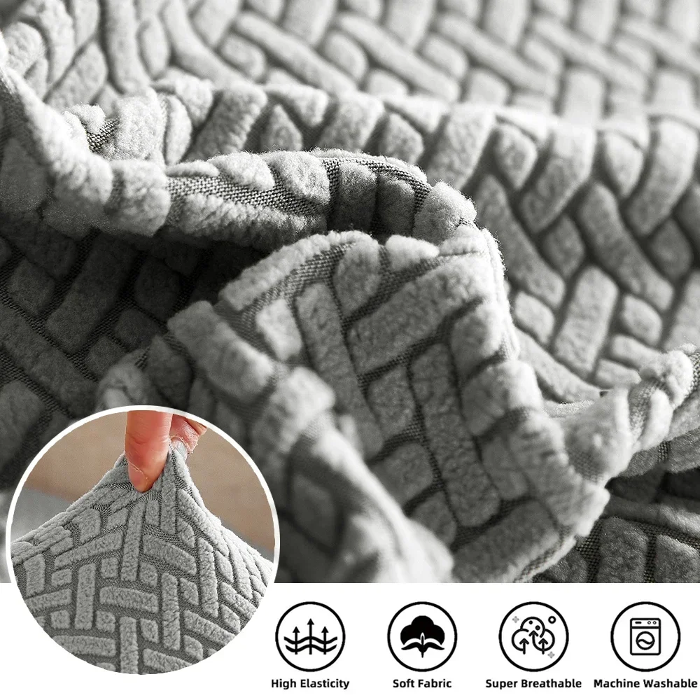 Elastic Sofa Cover for Living Room Jacquard Solid Sofa Seat Cover Grey Washable Seat Cushion Cover Furniture Protector Sectional 6