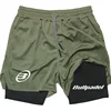 Men's Running Training Shorts with Phone Pocket Tight Shorts Sportswear 2-in-1 Print 1