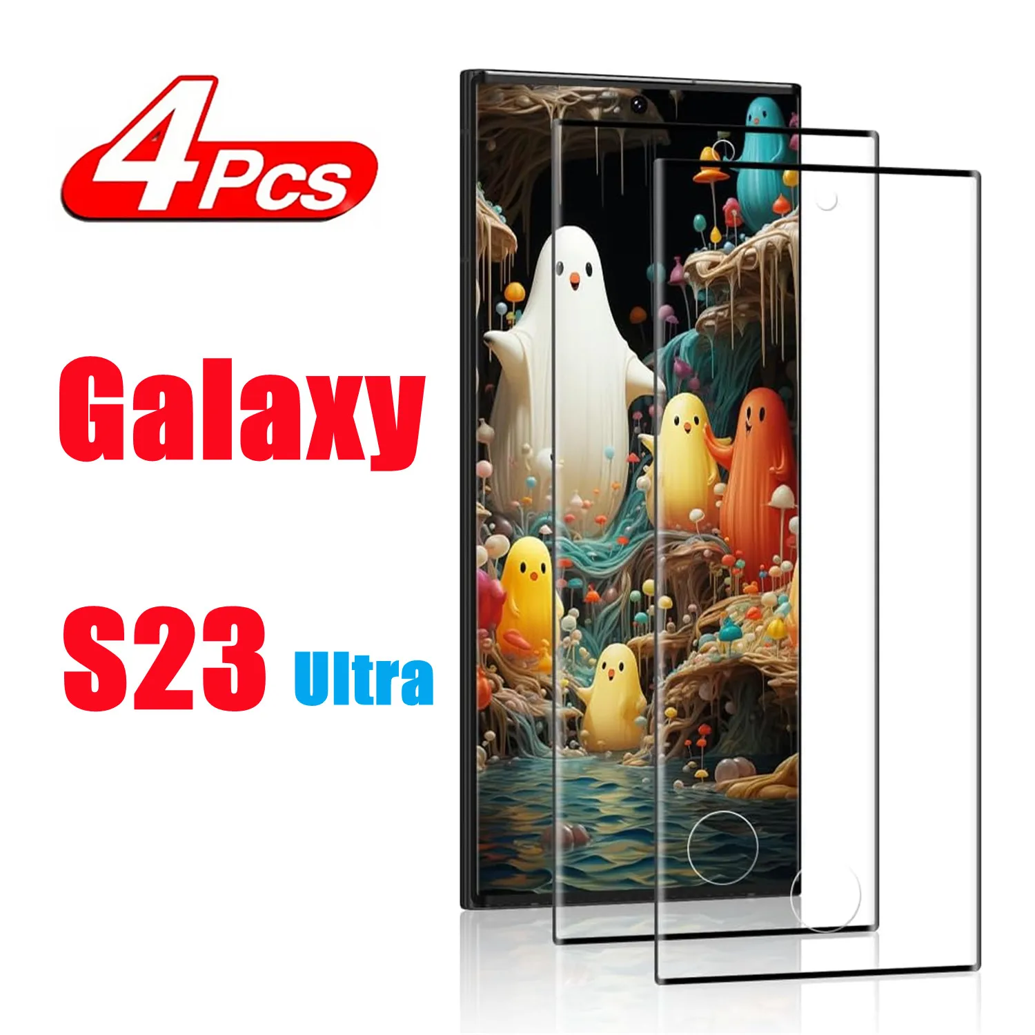 

2/4Pcs Tempered For Samsung Galaxy S23 S24 S20 S21 S22 Ultra Fingerprint Unlock Curved Screen Protector Glass