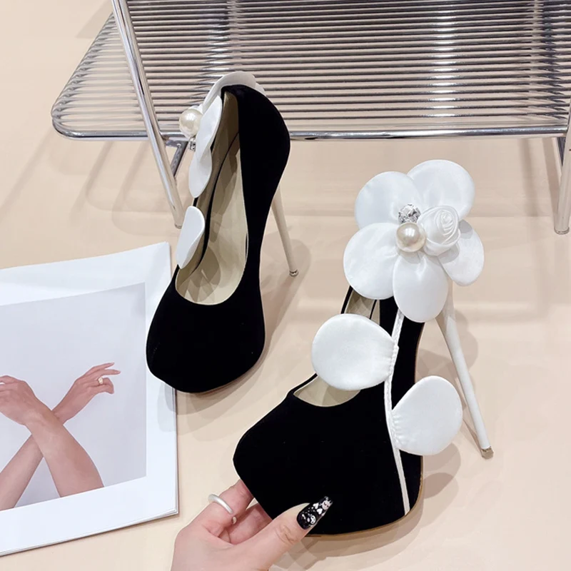 

Runway Style Fashion Flower Women Platform Pumps Sexy Round Toe Pole Dance High Heels Wedding Stripper Shoes Stilettos Tacones