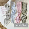 4pcs/set Series Silk Satin Scarf Women Cloth Hair Bands Headdress Accessories Lady Scarves Ribbon Neck Ties for Bag Handle 3