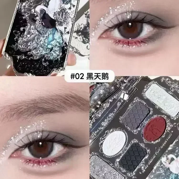 Flower Knows Swan Ballet Series 6 Color Eyeshadow Glitter Makeup Palette