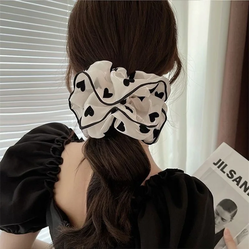 Oversized Scrunchie Korea Large Organza Dot Hair Scrunchies Women Elastic Hair Bands Headwear Chiffon Ponytail Holder Hair Rope