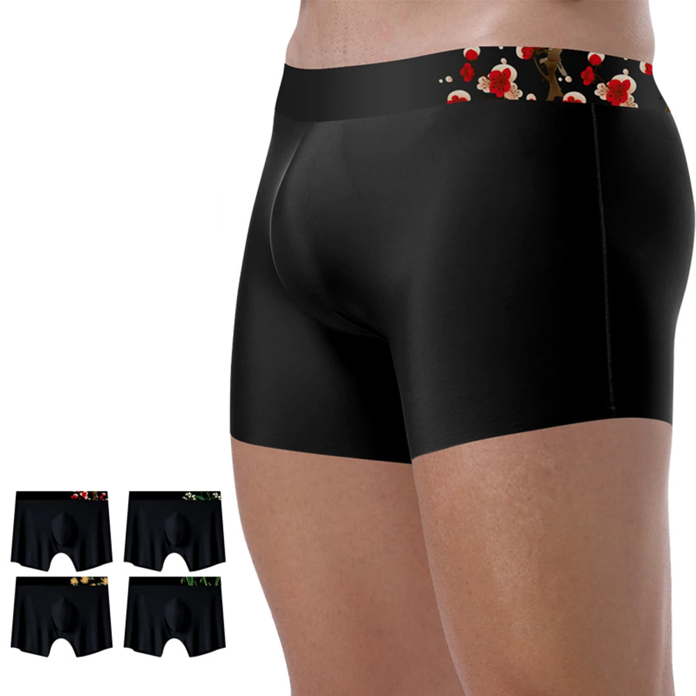 

Comfy Swimwear Beachwear Mens Ice Silk Anti-Chafing Support Soft Pouch Boxer Briefs Good Stretchy Comfortable Underwear