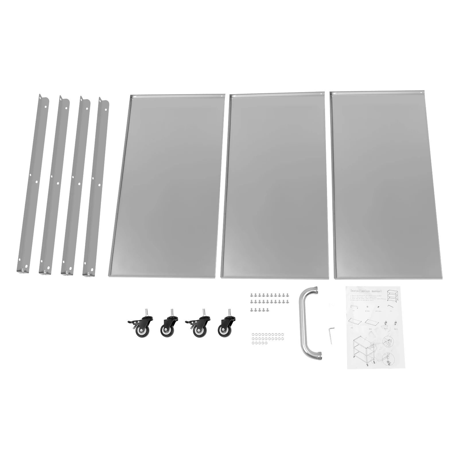 3 Tier Stainless Steel Kitchen Trolley Cart Utility Serving Storage Rolling Car Shelf Kitchen Trolley Car
