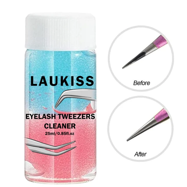 25ml Eyelashes Tweezers Cleaner Eyelash Extension Tweezers Cleaning Tools With Glue Remover Liquid And Sponge Ball Cleaning Glue 1