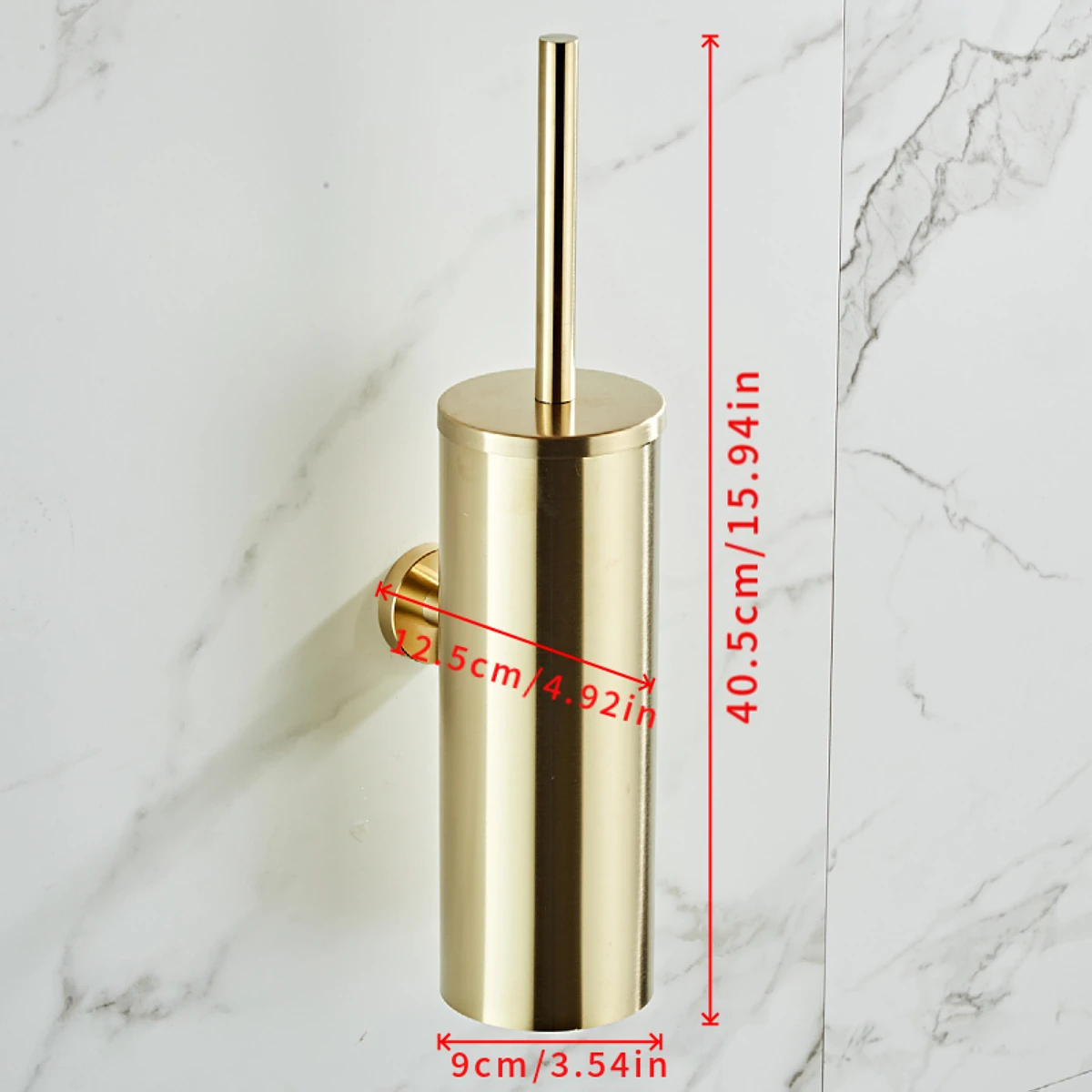 304 stainless steel brushed gold toilet brush with base wall mounted toilet brush set