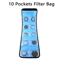 Foldable Camera Lens Filter Wallet with Multiple Pockets - Durable Nylon Storage Case (10 Slot)