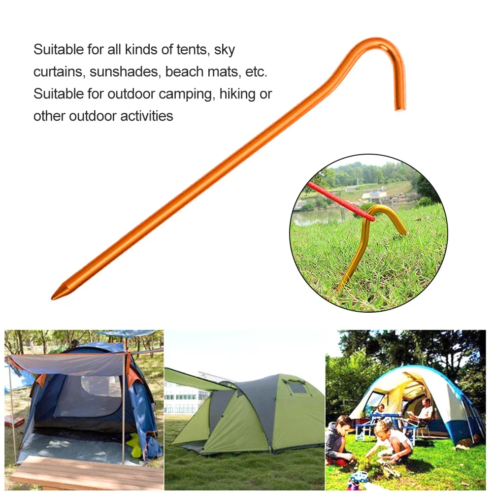 Tent pegs 4pcs/set 18cm Aluminium Alloy Tent Pegs With Hooks Garden Stakes Ground Nail for Hammock Camping Guyline Awning Canopy Flysheet