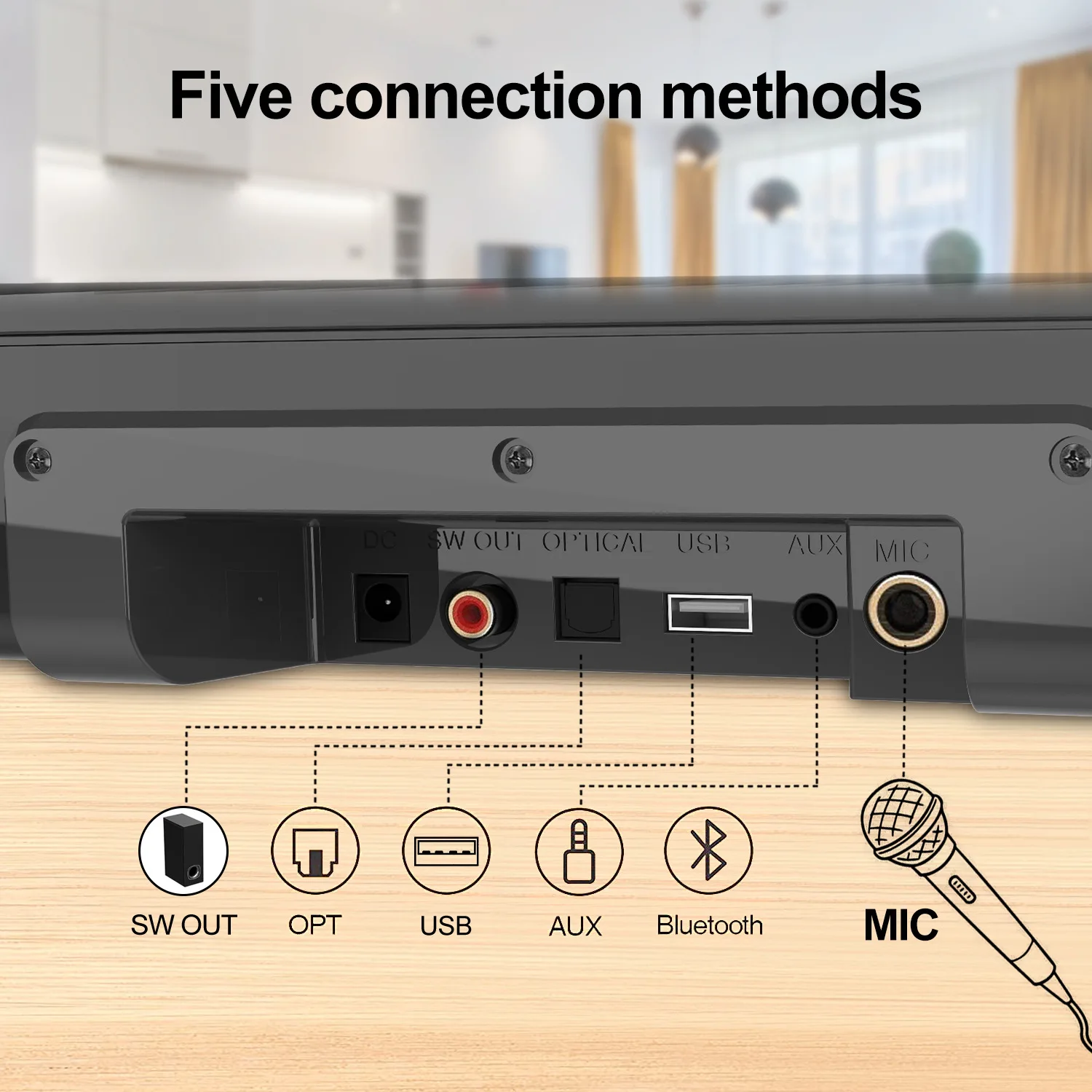 80W Power 2.1 CH Wireless Bluetooth Sound Blaster Speakers TV Echo Wall Home Theatre Soundbar Subwoofer with Remote
