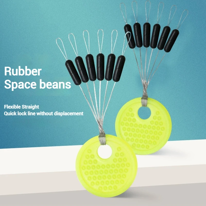 60pcs 10 Group Space Beans Rubber Float Stopper Fishing Equipment Carp Fly Fish Rubber Oval Stopper Fishing Float Tools fishing tackle fishing float fishing floats fishing bobber fishing buoy