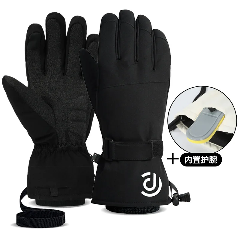 2025 New Snowboard Ski Gloves Professional Thermal Waterproof Wrist Guards Snowmobile Skiing Mittens for Men Women 2