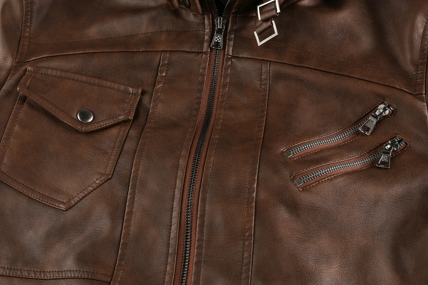 Men's Leather Jacket Motorcycle Armor Hooded PU Coats Tops Autumn Winter Fashion Streetwear Men's Clothing Detachable Cap S-XXXL