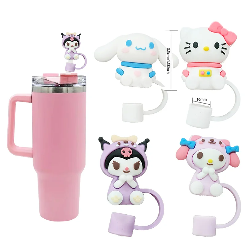 

Sanrio Cute Kuromi Straw Cover 10mm Dust Proof Straw Cap Hello Kitty Student Stainless Steel Water Cup Straw Cover Holiday Gift
