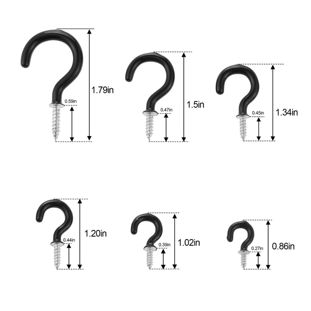 20Pcs/set Heavy Screw Hooks Wall Hanging Cup Hook 1/2 5/8 3/4 7/8  Inches Brass Plated Hanger Shouldered Screw High Quality