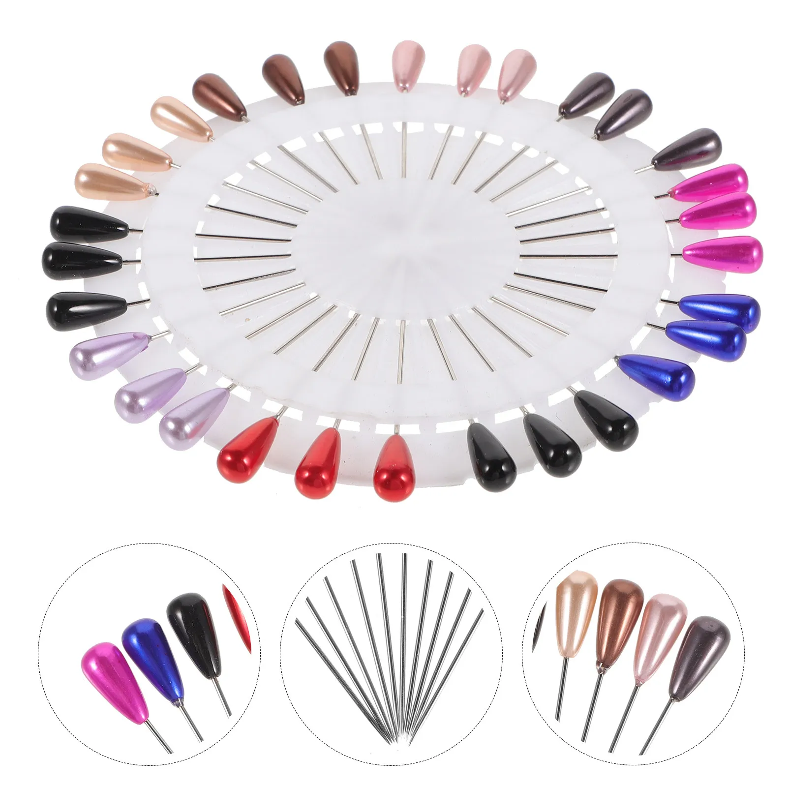 30Pcs 우아한 물방울 모양 숄 안전핀 진주 장식 금속 클립 스카프 히잡 의류 DIY 공예 제작 고정용