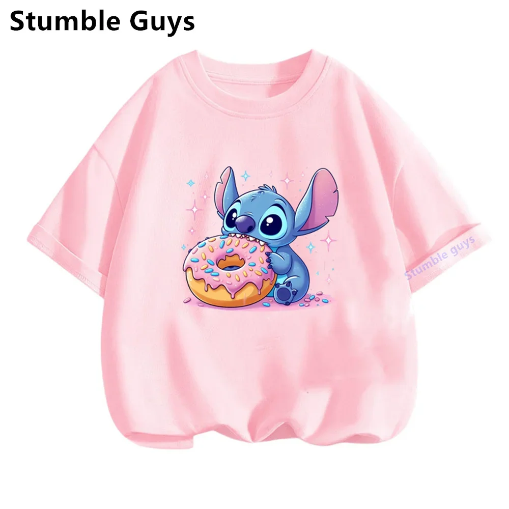Disney Stich T-shirt Kids Summer Student Boys & Girls Harajuku Top Lilo & Stitch Kawaii Graphic Teen T-shirt Tops 4