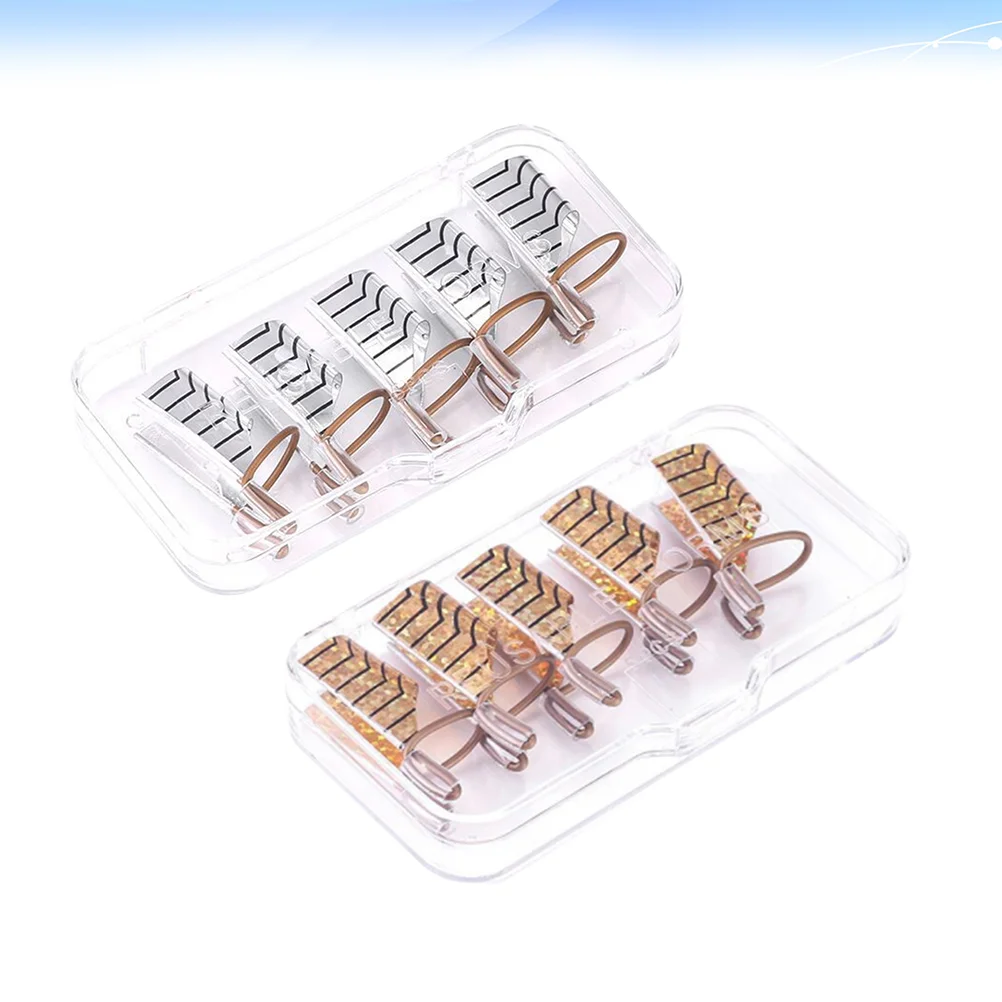 

Nail Extension Guide, 10pcs Reusable Nail Form Protector French Nail Mold Tips for Nail Building ( Golden, Silver )