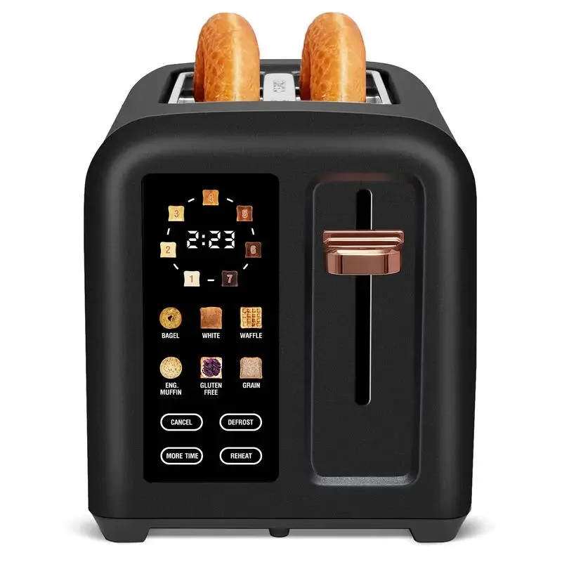 Toaster 2 Slice, Stainless Toaster LCD Display&Touch Button, 50% Faster Heating Speed, 1.4'' Wide Slots