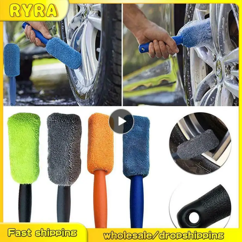 

1PCS Car Wheel Cleaning Brush Tool Tire Washing Clean Soft Bristle Cleaner Black Easy To Cleaning Rims Spokes Wheel Barrel