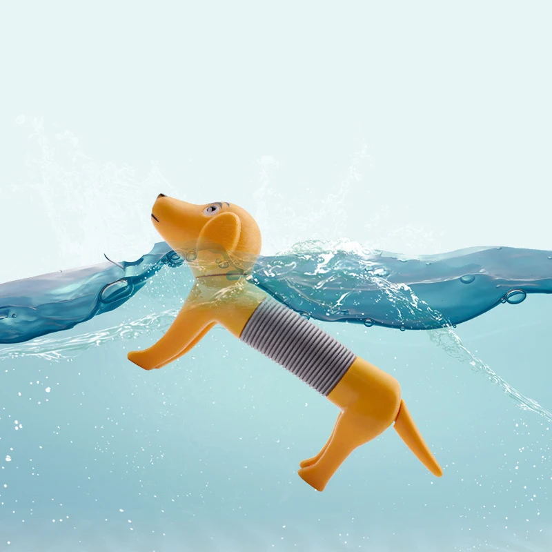 4Pcs Novelty Spring Dog Pop Tubes Sensory and Toy Stress Relieve Bellows Toys For Adult Kids Anti-stress Squeeze Toys Gifts 4