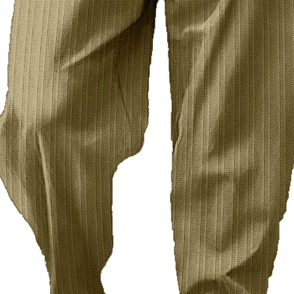 Description Picture 2 of itemMen's Spring Autumn Casual Solid Color Pants Fashion Drawstring Elastic Waist Striped Trousers Loose Comfort Sweatpants