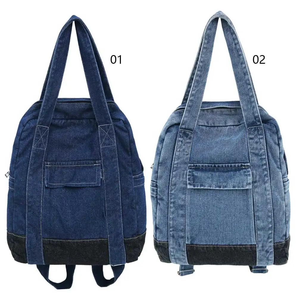 Denim Schoolbag Casual Handbag Adjustable Strap Women Travel Daypack Retro Rucksack for Work Travel 4