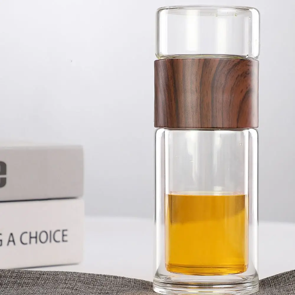 200ML Tea Water Bottle High Borosilicate Glass Double Layer Tea Water Cup Infuser Bottle With Filter Tumbler Drinkware