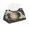 Tarot Sun Moon Witchy Astrology Tissue Box Cover PU Leather Rectangular Waterproof Tissue Holders for Home Office Car 1