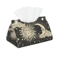 Tarot Sun Moon Witchy Astrology Tissue Box Cover PU Leather Rectangular Waterproof Tissue Holders for Home Office Car 1