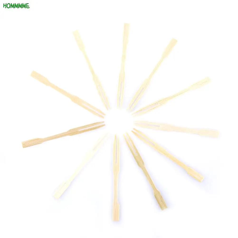 Fruit Fork 50pcs/100pcs Bamboo Disposable Wooden Fruit Fork Dessert Cocktail Fork Set Party Home Household Decor Tableware Supplies
