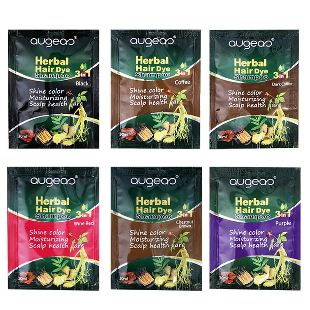 Herbal Hair Darkening Shampoo 30ML Black Bag White Turned Non-stick Scalp Cream