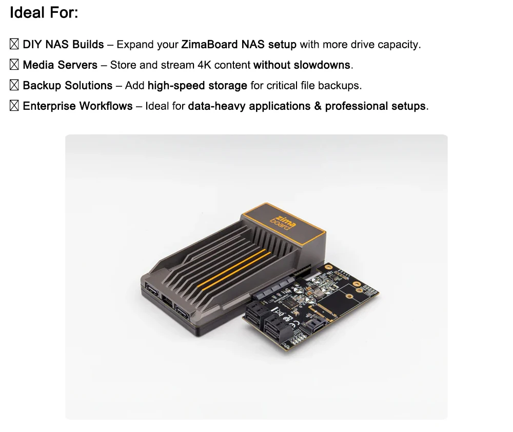 PCIe to 5 Port SATA III Adapter JMB585 Chipset ZimaBoard Private Cloud Expansion