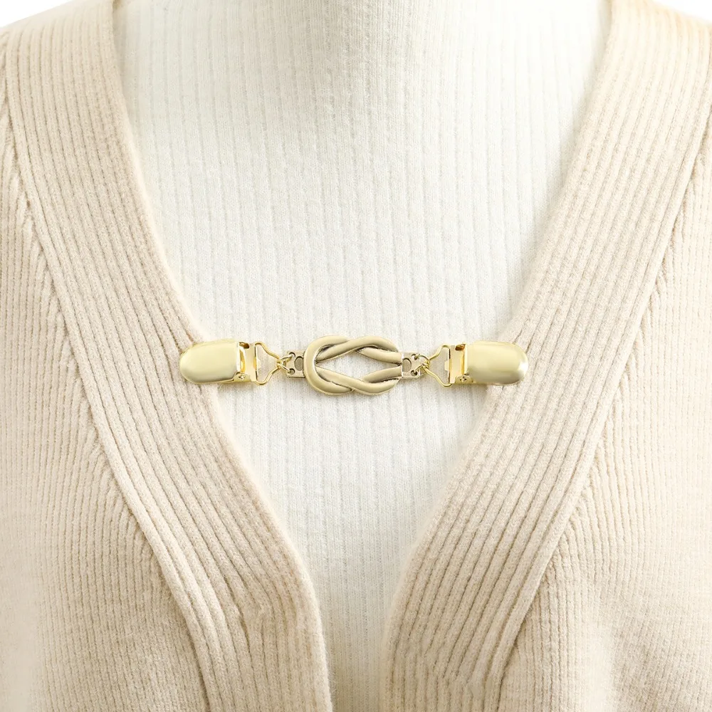 레트로 스웨터 클립 스웨터 숄 가디건 칼라 브로치 클립 드레스 바지 허리 조임 여성 소녀 의류용