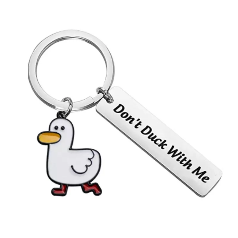 Cute Duck Stainless Steel Keychain - Creative Duckling Keyring for Backpack, Pet Lover Gift & Student Accessory